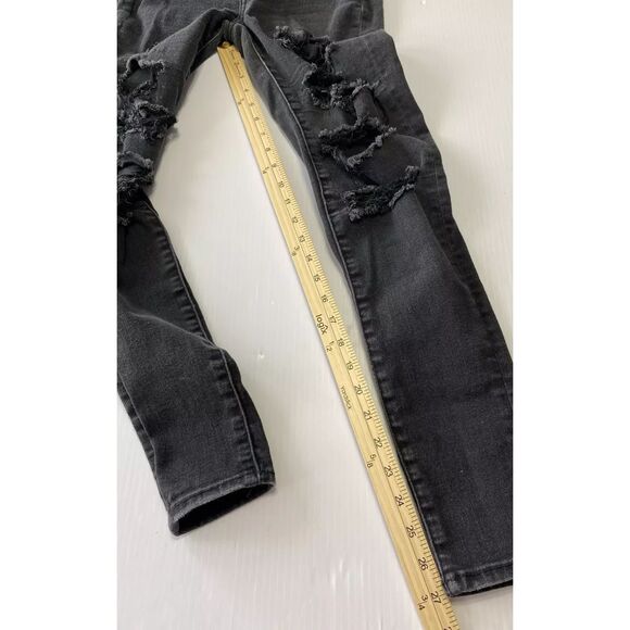 American Eagle Next Level Stretch Black Distressed Jeggings Size 4R (26x27) - Picture 5 of 10